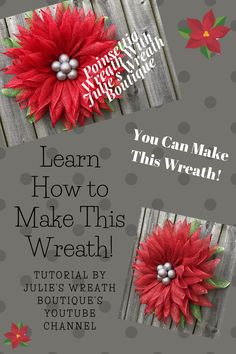 the instructions for how to make this wreath with poinsettis