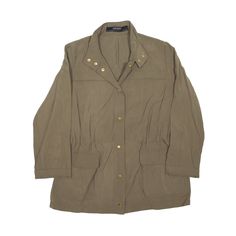 ZARA BASIC Jacket Green Womens XS Khaki Long-sleeve Windbreaker For Work, Khaki Long Sleeve Windbreaker For Work, Khaki Long Sleeve Outerwear With Roll-up Sleeves, Classic Fall Outerwear With Roll-up Sleeves, Classic Outerwear With Roll-up Long Sleeves, Basic Jackets, Zara Basic, Green Jacket, Zara