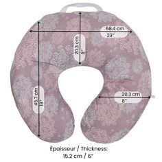 an image of a neck pillow with measurements for the back and side sides on it