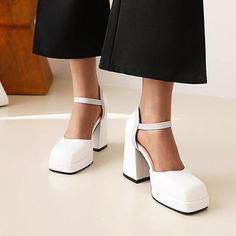 Gender: For Women Style: Fashion,KoreanOccasion: Casual,Party/Club,Office/Career,DressHeel Height: 9cmPlatform Height: 2.5cmSeason: Spring,Summer,Fall/Autumn,WinterPackage Contents: 1 x Shoes (Pair)Size Guide:28 = foot length 18.5-19cm (Foot width=6.5-7cm)29 = foot length 19-19.5cm (Foot width=7cm)30 = foot length 19.5-20cm (Foot width=7-7.5cm)31 = foot length 20-20.5cm (Foot width=7.5cm)32 = foot length 20.5-21cm (Foot width=7.5-8cm)33 = foot length 21-21.5cm (Foot width=8cm)34 = foot length 21 Club Office, Platform Block Heels, Block Heel Sandals, Career Dress, Fashion Korean, Block Heels Sandal, Dress And Heels, Casual Party, Heel Sandals