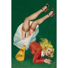 a painting of a woman laying on the ground with her legs spread out and feet up