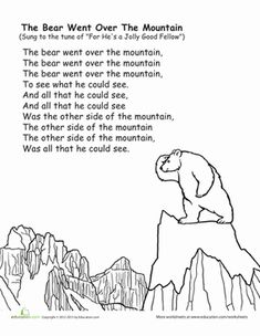 the bear went over the mountain coloring page