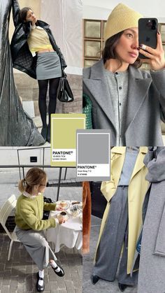 Grey Color Palette Outfit, Light Grey Color Combination Outfit, Study Outfit, Spring Inspo, Tea Green, Fit Ideas, Parisian Chic, Pastel Green