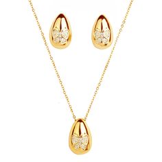 PRICES MAY VARY. Exquisite and Versatile Gift: The Gold Teardrop Butterfly-shape Necklace Set is a perfect gift for mothers, wives, girlfriends, or any cherished lady, suitable for birthdays, anniversaries, or Christmas. Its stunning teardrop-shaped Butterfly-shape pendant exudes Grace, making it a timeless and meaningful addition to any jewelry collect. Suitable for Everyday Wear: This everyday jewelry piece is perfect for summer wear and any occasion, adding a touch of grace and charm to both Necklace And Earring Sets, Stud Earrings Silver, Gemstone Pendant Necklace, Earring Sets, Women Necklace, Butterfly Shape, Gold Butterfly, Summer Gift, Charm Set