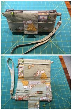 two pictures of the same purse being made