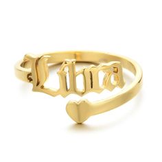 RingMaterial: MetalGold colorZodiac sign designAdjustableSurface Width: 3mm Libra Ring, Aquarius Ring, Virgo Ring, Capricorn Ring, Aries Ring, Pisces Ring, Taurus Ring, Scorpio Ring, Gemini Ring