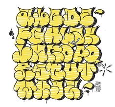 an image of graffiti written in yellow and black