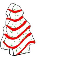 a drawing of a christmas tree with red and green ribbons on it's top