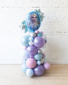 paris312-frozen-theme-balloon-column-elsa-anna-double-sided-foil-4ft Frozen Arch Balloon, Elsa Balloon Bouquet, Elsa Balloon Arch, Frozen Birthday Balloon Arch, Frozen Balloon Garland, Frozen Balloons, Frozen Birthday Party Decorations, Elsa Birthday Party