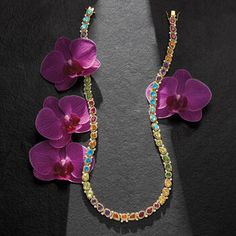 Ross-Simons - 21.80ct t. w. Multi-Gemstone Necklace in Gold Over Sterling. 18". Bask in the breathtaking glow of our vivid necklace, featuring a colorful parade of 21.80 ct. tot. gem wt. multi-shaped citrine, peridot, rhodolite garnet, amethyst, apatite, chrome diopside and Swiss blue topaz and sprinkled with white zircon gems. Set in polished 18kt yellow gold over sterling silver. Add a dazzling rainbow to every day with our glorious gemstone dream! Double-latch safety. Box clasp multi-gemstone Luxury Multicolor Multi-stone Necklaces, Luxury Multicolor Necklace With Gemstone Accents, Luxury Multicolor Necklaces With Gemstone Accents, Luxury Multicolor Gemstone Necklaces, Luxury Multicolor Gemstones With Accents, Luxury Multicolor Necklaces For Anniversary, Elegant Rainbow Diamond Jewelry, Luxury Multicolor Jewelry With Sparkling Stones, Formal Multicolor Gemstone Accented Jewelry