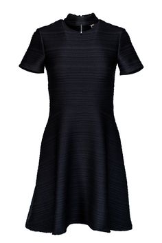 Current Boutique-Shoshanna - Black Ripple Texture Fit & Flare Dress Sz 2 Texture Fabric, Cutout Design, Street Casual, High Neckline, Fashion Street, Fit Flare Dress, Fit And Flare Dress, Fit & Flare, Flare Dress