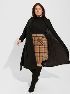 Faux Melton Tie Front Coat Plus Size Dark Academia, Performance Outfits, Plus Size Fall Outfit, Plus Size Fall Fashion, Plus Size Winter, Plus Size Fall, Stylish Plus, Feel Pretty, Deep Black