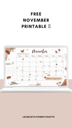 Get your FREE November Printable! Only at KUMA Stationery Crafts November Printable, Calendar Wallpaper, Free Planner, Printable Planner, To Do List