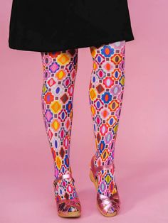 Welcome to our tights page, where you'll find the softest and stretchiest tights that our customers can't stop raving about! We take pride in knowing that our customers love them. But that's not all — our print tights are something truly special and unlike any other tights out there. The Coco print patterned ti Trendy Tight Knee-high Legwear, Fitted Multicolor Thigh High Tights, Fitted Multicolor Tights, Retro Thigh High Stretch Tights, Fitted Multicolor Thigh-high Tights, Retro Thigh-high Stretch Tights, Tight Pink Trendy Legwear, Pink Tights For Fall, Trendy Multicolor Tights For Spring