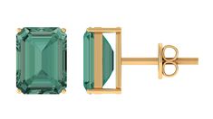 Product Details Stay stylish with these stunning solitaire stud earrings adorned with an octagon-cut created green sapphire, elegantly set in a 4-prong arrangement. These understated yet chic stud earrings are sure to complement any outfit. Product Information SKU SHP-EARRINGS052310142 Length 8 mm Width 4 mm Height 4.5 mm Weight 1.80 gm (Approximate) LAB CREATED GREEN SAPPHIRE INFORMATION No.of Stones 2 Pieces Total Weight 3.50 Carat (Approximate) Dimension(approx) Emerald Cut-6X8 mm-2 Pcs Color Formal Jewelry With May Birthstone In Octagon Shape, Formal Octagon Jewelry For May Birthstone, Modern Emerald Cut Earrings With Prong Setting, Formal Rectangular Earrings With May Birthstone, Modern Emerald Cut Earrings For Gift, Emerald Cut Gemstone Earrings For Formal Occasions, Modern Octagon Earrings For Formal Occasions, Gia Certified Emerald Cut Earrings As Gift, Octagon Yellow Gold Earrings With Prong Setting