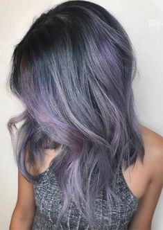 Winter Hair Colors Ideas & Trends: Lavender Smoke Hair Bob Balayage, Purple Brown Hair, Butter Blonde, Winter Hair Color Trends, Winter Hair Colors, Honey Blond, Winter Hair Color Ideas, Purple Tips, White Blonde Hair