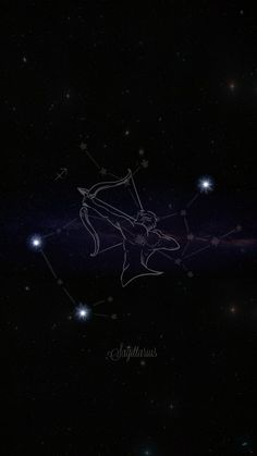 the zodiac sign sagitherus is shown in the night sky with stars around it