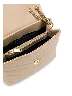 Expertly crafted by Saint Laurent, the Loulou Small Bag is the epitome of luxury. Made with cream-colored matelassé leather and adorned with Y quilted overstitching, this bag exudes elegance. Its practical design features a flap closure, gold-tone interlaced metal YSL initials, and a leather and silver tone metal chain strap. With two compartments divided by a zippered pocket, it offers both functionality and style. Luxury Beige Bags With Zipper Closure, Luxury Beige Shoulder Bag Pouch, Luxury Beige Calf Leather Bag, Luxury Cream Flap Bag For Women, Luxury Cream Quilted Bag, Luxury Beige Pouch Shoulder Bag, Luxury Beige Rectangular Flap Bag, Luxury Quilted Beige Shoulder Bag, Luxury Gold Elegant Flap Bag