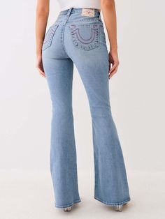 CHARLIE HIGH RISE VINTAGE FLARE JEAN Retro High-rise Medium Wash Flares, Light Wash High-waisted Flare Jeans With Five Pockets, Vintage High-rise Blue Flare Jeans, Affordable Button-detail Flare Jeans, Everyday Washed Blue Multi-pocket Flare Jeans, Vintage Flare, Kids Denim, Painted Denim, Ripped Denim