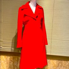 Inc Nwt Glitz Real Red Over Coat Small Pit To Pit Measures 17” Chic Red Notch Lapel Outerwear, Red Notch Lapel Outerwear For Party, Chic Red Outerwear With Notch Lapel, Red Long Sleeve Workwear Outerwear, Tailored Red Outerwear For Fall, Red Long Coat For Party, Spring Party Red Outerwear, Red Spring Party Outerwear, Red Fitted Party Outerwear