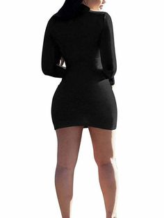 DescriptionMaterial: Polyester & Spandex. soft. and comfortable fabric.Feature: Long Sleeve. Solid Color. Mini Dresses. Club Style. Stretches. and fits great. Style: This sexy slim bodycon mini dress. showing off your sexy body shape freely. make you more charming and stand out at a club or theme party.Occasion: The casual mini dress is suitable for Club. Nightclub. Party. Night Out. Clubwear. Cocktail. Casual. Evening. Special Occasion. Daily Wear. and Other Activities to Fully Show Your Perfec Fitted Mini Dress For Winter, Solid Color V-neck Mini Dress For Club, Casual Stretch Bodycon Dress For Club, Black Non-stretch Mini Bodycon Dress, Non-stretch Black Mini Bodycon Dress, Stretch Mini Dress For Date Night, Casual Slim Fit Mini Bodycon Dress, Going Out Slim Fit Mini Bodycon Dress, Slim Fit Mini Bodycon Dress For Going Out