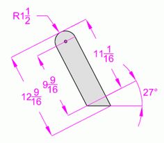 a drawing of a rectangle shaped object with numbers and measurements on the side,