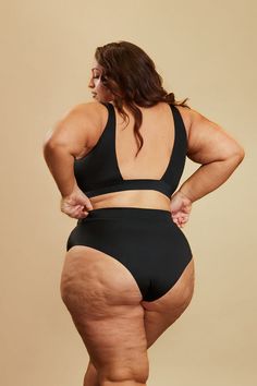 Sleek and sculpting, this high-waisted beauty is an OG favorite. A high-waisted fit that feels like no-show undies, but made for the beach? Count us in. With a leg-lengthening high cut, comfy smoothing wide bonding at the waist, and lower belly coverage, women who want a suit that is as flattering as it is secure love Hampton. ☝️ be sure to take our size quiz! if you still need size help, check out our size chart here. this item contains some variants on pre-order! if your order contains a mix o High Waist Swimwear With Built-in Bra, High Stretch Swimwear With High-cut Leg And Wide Waistband, High Stretch High Cut Swimwear With Built-in Bra, Black High Waist Swimwear With Built-in Bra, High Stretch, High-cut Leg Swimwear With Built-in Bra, Low Rider Girls, Seductive Clothes, Curvy Women Outfits, Bra And Panty Sets