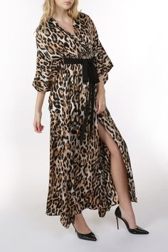 Leopard print satin fabric V-neck wrap Surplice bodice Wide 3/4 batwing sleeves Fastened contrast waist tie belt Ruched bust Maxi length Regular fit Imported 100% POLYESTER Model is 5'10" wearing a One Size Caring for your clothes is caring for the environmentWash your clothes with lower temperature and delicate spin cycles. It helps to maintain the color, shape and structure of the fabric. At the same time it reduces energy consumption that is used in care processes. ONE SIZE LC3336_BLACK_ALL Leopard Print Maxi Dress, Energy Consumption, Neck Wrap, Printed Maxi, Batwing Sleeve, Printed Maxi Dress, Tie Belt, Black Maxi Dress, Waist Tie