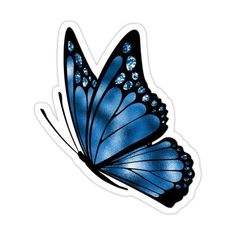 a blue butterfly with lots of diamonds on it's wings, flying in the air