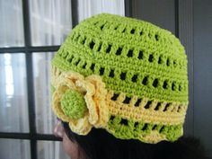 Beautiful  Beanie Hat for woman by TheLiliansGarden on Etsy Green Crochet Cap For Spring, Spring Green Crochet Cap, Yellow Adjustable Crochet Hat For Spring, Adjustable Yellow Crochet Hat For Spring, Spring Crochet Beanie Mini Hats, Spring Adjustable Crochet Cloche Hat, Spring Crochet Adjustable Cloche Hat, Spring Adjustable Yellow Crochet Hat, Green Crochet Hat For Spring