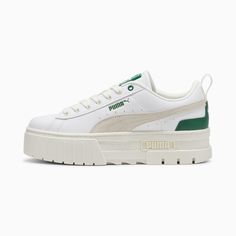 Mayze Leather Women's Sneakers | PUMA Puma Mayze Leather, Streetwear Shoes, White Puma, Sneakers Puma, White Sneakers Women, Casual Sneakers Women, Urban Environment, The Hype, Streetwear Women