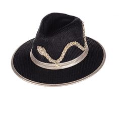 Complete your look with a stylish Laines London woven hat.  The hat is embellished with a hand embellished design and is perfect for the beach, holidays or to give any outfit a fabulous finish.  The straw hat is trimmed with our signature gold binding & logo.  All our hats are size adjustable with a hidden Velcro tightening strap.  Match your hat with our sandals, bags, and clothing from our new summer collection. Wipe clean only Luxury Fedora Straw Hat For The Beach, Luxury Fedora Straw Hat For Beach, Luxury Beach Sun Hat For Spring, Luxury Summer Beach Fedora, Luxury Curved Brim Hat For The Beach, Luxury Beach Hats For Summer, Luxury Curved Brim Hat For Beach, Luxury Adjustable Fedora For The Beach, Luxury Adjustable Fedora For Beach