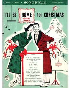 an advertisement for song follo's home for christmas featuring a man and woman kissing