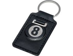 a keychain with the number eight on it's front and back sides