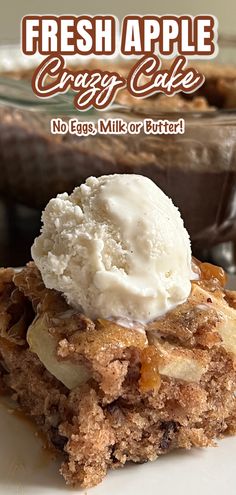 a close up of a piece of cake on a plate with ice cream in the middle