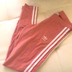 Adidas New Without Tags Size X Small Adobe Pink White Lounge Pants With Three Stripes, White Three Stripes Pants For Loungewear, White Three-stripe Pants For Loungewear, White Spring Activewear With Three Stripes Branding, White Activewear For Spring, Adidas White Lounge Pants, Adidas Fitted Cotton Activewear, Adidas Fitted Cotton Bottoms, Fitted Adidas Cotton Bottoms