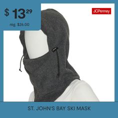 Stay warm on the slopes with this St. John's Bay men's ski mask. It's made from a soft fleecy material with adjustable ties around the face for a snug fit. Warmth Factor: LightweightFiber Content: 100% PolyesterFabric Description: FleeceLining: UnlinedCare: Machine WashCountry of Origin: Imported Casual Fleece-lined Balaclava For Winter Sports, Casual Windproof Balaclava For Skiing, Functional Winter Balaclava For Skiing, Windproof Balaclava For Ski Season, Functional Winter Skiing Balaclava, Sporty Balaclava For Winter Sports, Ski Masks, Mask Black, Ski Mask