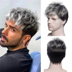 -Material :Heat Resistant Synthetic Fiber Wig.Natural Style. Natural Style,Soft,Comfortable And Breathable. -Adjustable Cap Size : One Size Fits Most. You Can Wear Your Wig Easily. -Occasions : Perfect For Party, Cosplay, Halloween, Club, Carnival, Christmas, Or Just For Fun. -Color : Grey Black. -Package:Only 1*Wig,1*Net Cap And 1*Operation Manual.Top Quality From Us Brand Kaneles. Welcome To Kaneles Wig Basic Information: Material: Top Quality Heat Resistant Synthetic Fiber Hair Style: Mens Sh Auto Party, Short Straight Wig, Brown Pixie Cut, Black Cosplay Wig, Men's Wigs, Mens Wigs, Grey Wig, Natural Wigs, Ombre Wigs