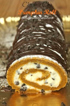 an image of chocolate chip pumpkin roll on facebook