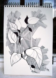 a drawing of a plant with leaves on it