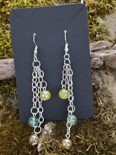 Unique handmade dangle earrings Nickel-free Czech Glass Flower Dangle Earrings, Nickel-free Czech Glass Dangle Earrings, Czech Glass Dangle Flower Earrings With Ear Wire, Handmade Czech Glass Flower Dangle Earrings, Handmade Czech Glass Chandelier Earrings, Green Dangling Bead Flower Earrings, Green Dangle Flower Earrings With Beads, Green Dangle Earrings With Dangling Beads, Handmade Czech Glass Dangle Earrings