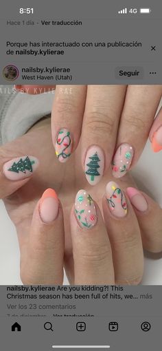 Christmas Nails Pastel, Pastel Christmas Nails, Christmas Pastel, Nails Pastel, Western Nails, Cute Peach, Pastel Christmas, Color Me Beautiful, Pastel Nails