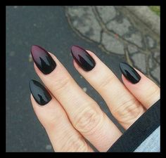 Almond Shape Black Nails Designs, Rock Nails Grunge Long, Black Spooky Nails Almond, Short Oval Nails Designs Black, Dark Ombre Nails Almond, Short Almond Witchy Nails, Black Nails October, Almond Nails Witchy, Moody Almond Nails