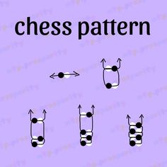 an image of a game with the words chess pattern in black and white on a purple background