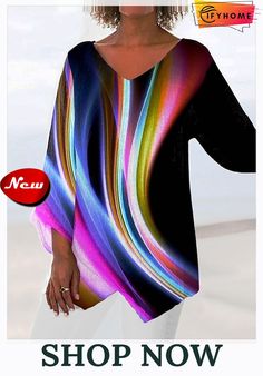 Women's Shirt Black Blue Purple Graphic Abstract Asymmetric Print Long Sleeve Casual Streetwear V Neck Long S Multicolor Tops For Fall With Asymmetrical Hem, Fall Multicolor Tops With Asymmetrical Hem, Multicolor Tops With Asymmetrical Hem For Fall, Multicolor Asymmetrical Hem Tops For Fall, Multicolor Asymmetrical Top For Spring, Asymmetrical Multicolor Spring Tops, Spring Multicolor Asymmetrical Top, Blue Trendy Tops With Asymmetrical Hem, Blue Asymmetrical Hem Trendy Tops