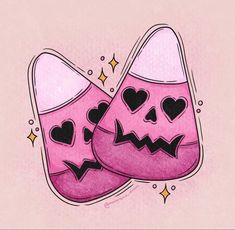 two pink slippers with hearts and stars on them are drawn in pencil by hand