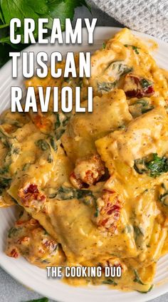 Creamy Tuscan ravioli on a plate. Creamy Tuscan Ravioli, Tuscan Ravioli, Ravioli Dinner Ideas, Calories Deficit, Ravioli Sauce, Spinach Ravioli, Sun Dried Tomato Sauce, Quick Pasta Recipes, Popular Dinner Recipes