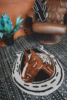 This is the perfect rug for your western Ranch House, bathroom, living quarters, barn, cowkids room!! We are in love!!  Great neutral colors too! Western Nursery, Cowboy Hat Design, Western Rugs, Easter Tumblers, Blue Valentine, Xmas Sale, Pink Friday, Home Decor Sale, Shop Till You Drop