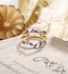 Marquise Amethyst Wedding Band, Purple Gemstone Ring, Leaf Ring Yellow Gold, Enhancer Wedding Band, Twig Ring For Women, Dainty Branch Ring  Ring#:NC16288 Wedding Band Stones:  Amethyst Marquise cut 1.5*3mm Custom orders are most welcome! Please feel free to ask for any item, any adjustments or anything else you want me to make. Rush order Orders can be expedited for a fee. If your order needs to be expedited, please contact us ASAP. Layaway plan We offer layaway plan that works with a $100 as t Purple Diamond Ring Engagement Wedding Bands, Purple Amethyst Stackable Wedding Rings, Purple Gemstone Stackable Rings For Wedding, Fine Jewelry Amethyst Stackable Wedding Rings, Wedding Amethyst Stackable Rings Fine Jewelry, Wedding Amethyst Gemstone Stackable Rings, Gold Amethyst Ring With Gemstone Accents For Wedding, Gold Amethyst Wedding Ring With Gemstone Accents, Yellow Gold Stackable Wedding Rings With Gemstone Accents