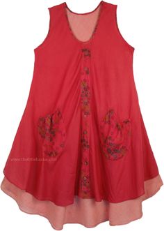 A summer season flared dress in a beautiful crimson red color, this sundress is so comfortable that you will love to wear it all day long.  It has two layers and the inner layer is a light tone of the upper layer in red. #tlb #Sleeveless #JuniorPetite #Misses #Peasant #vacationclothing #beachwrap #redcottonsummerdress #lightsummershortdress Red A-line Sundress For Summer, Red Cotton Sleeveless Vacation Dress, Red Sleeveless Cotton Sundress, Red Cotton Sleeveless Sundress, Red Sleeveless Sundress For Summer, Red Sleeveless Dress For Summer Vacation, Red Cotton Sundress For Summer, Red Flowy Maxi Sundress, Casual Red Cotton Sleeveless Dress